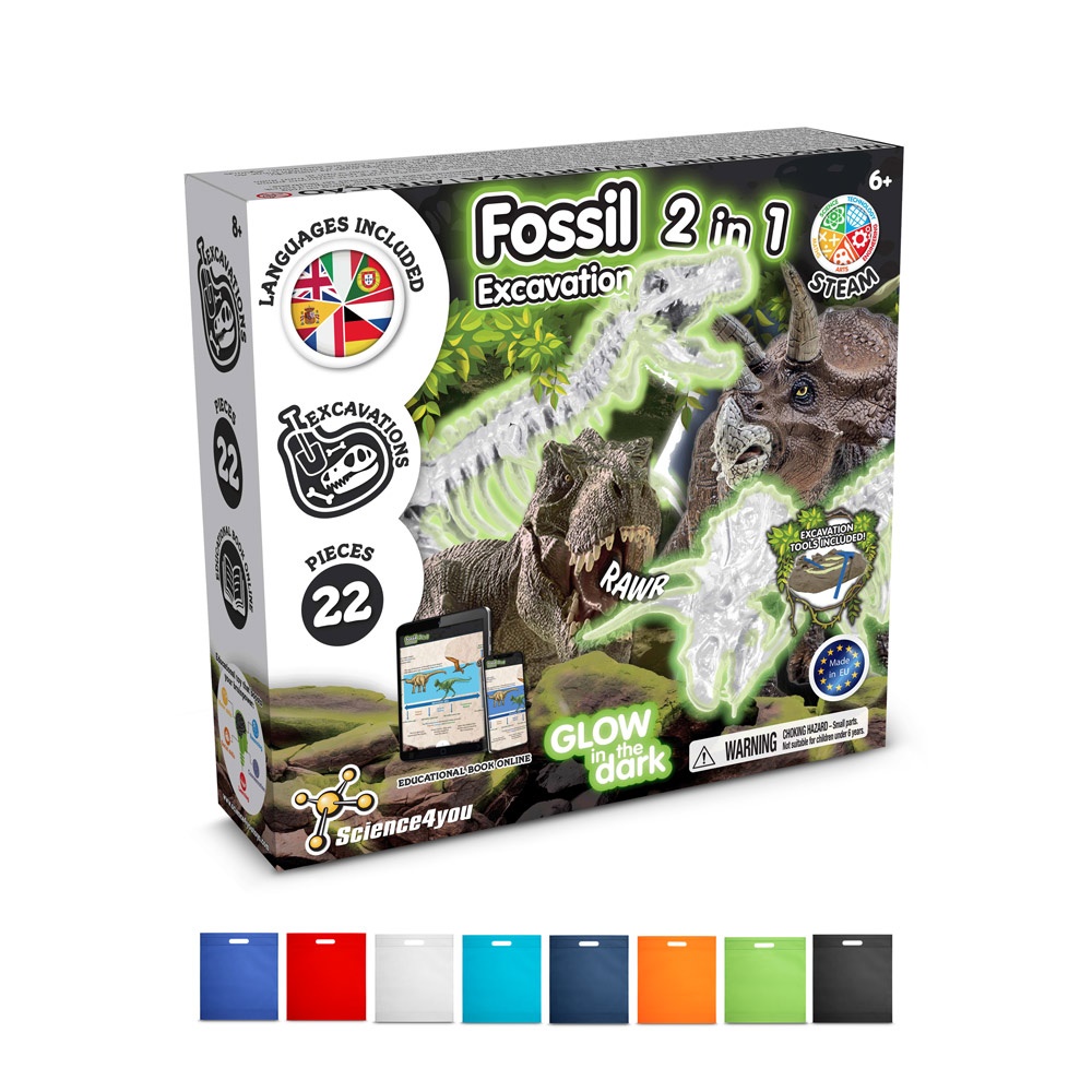 2 in 1 Fossil Excavation Kit IV. Jogo didático fornecido com saco de oferta em non-woven (80 g/m²)