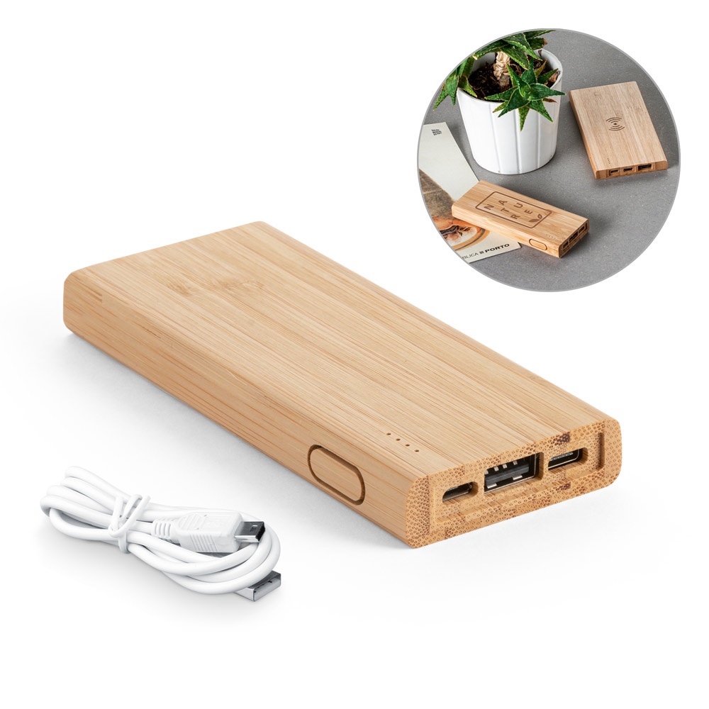 KOHN. Power bank 5'000 mAh em bambu